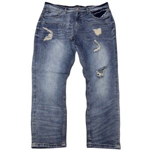 Supply & Demand Jeans Men Distressed Stretch Zip Pockets 37x31 Grunge Punk Moto‎